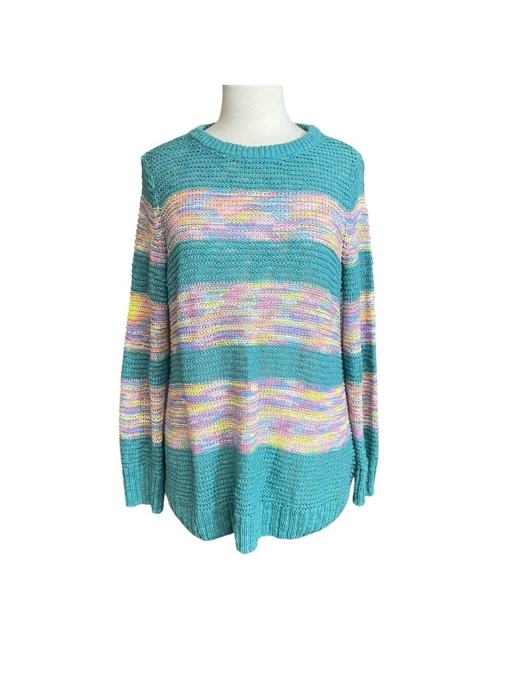 Soft Surroundings casual striped oversized knit sweater medium